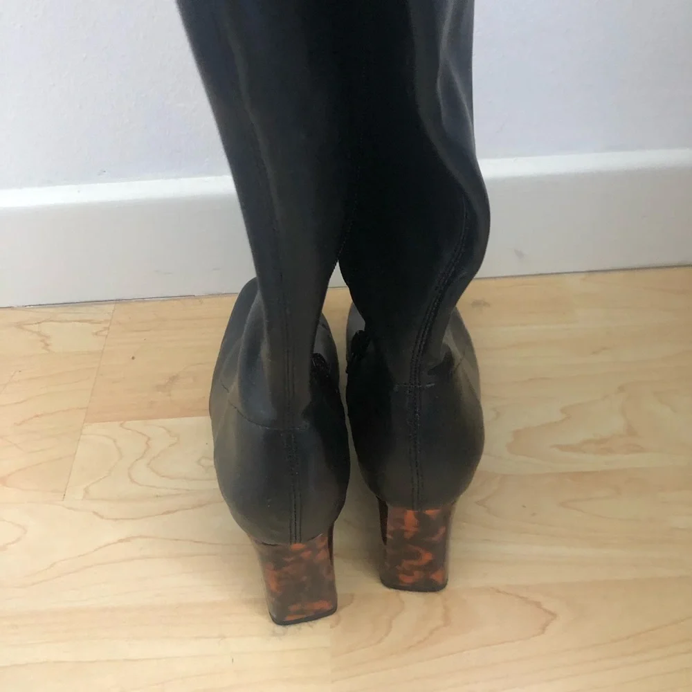 JustFab Camille Over the Knee Boot Tortoise Black 7.5